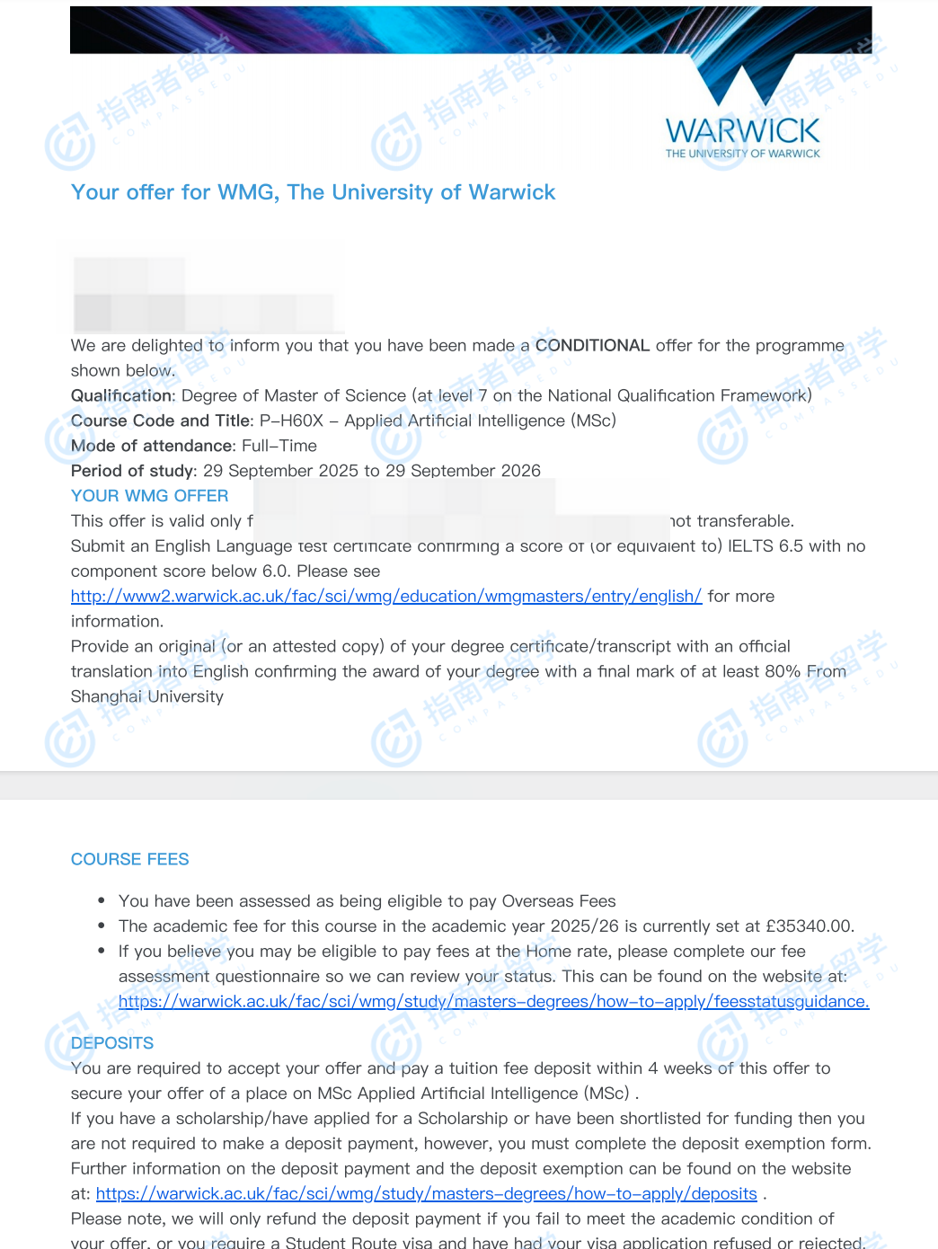 人工智能应用理学硕士offer