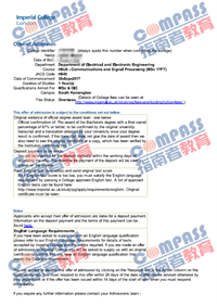 帝国理工学院通信与信号处理理学硕士研究生offer一枚